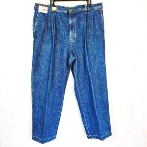 Roundtree & Yorke Jeans 42 X 29 blue Denim Classic  Single Pleat Front